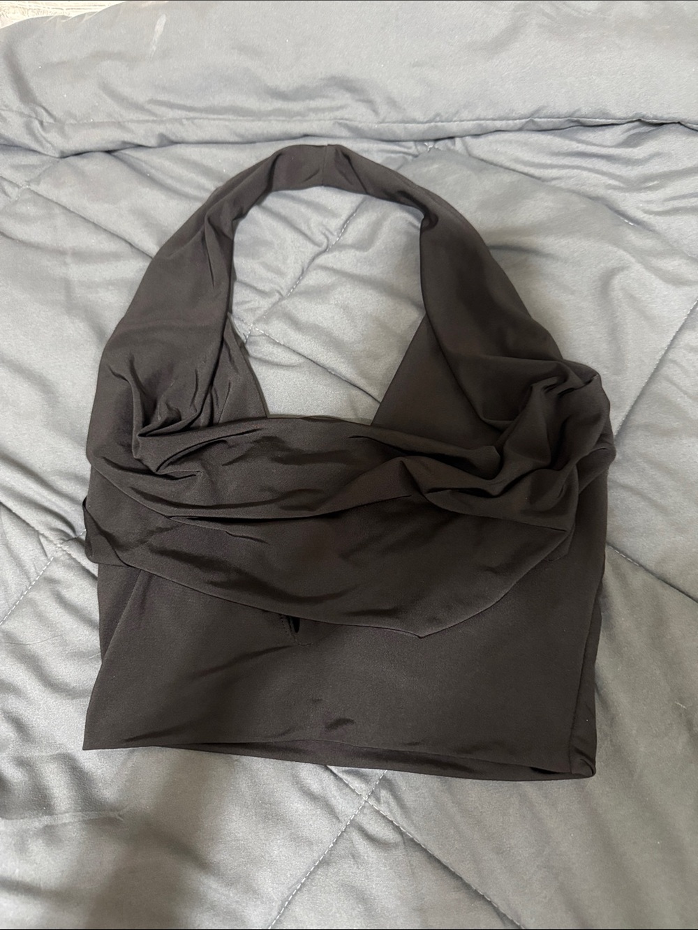 Windsor Black Draped Halter Crop Top